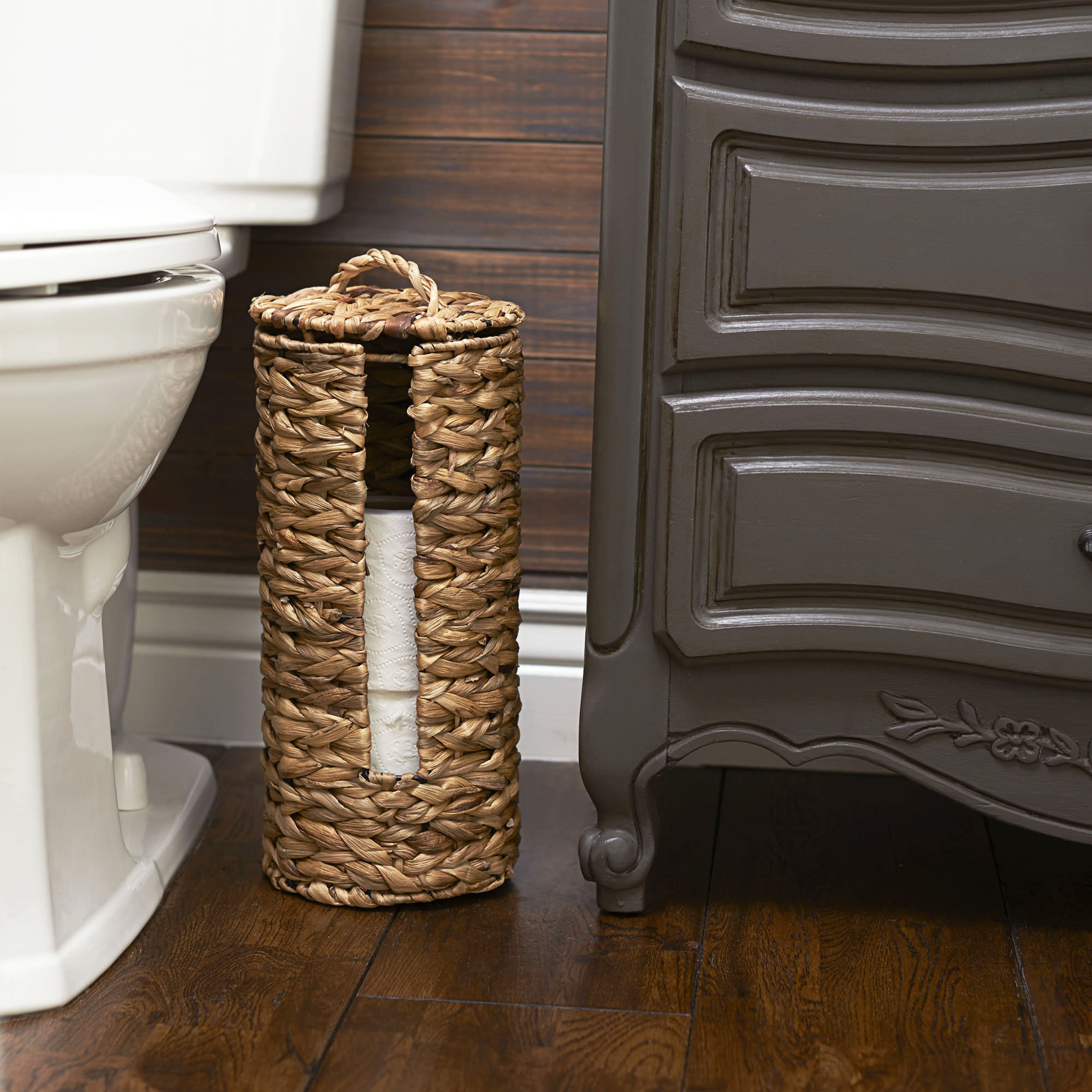 wicker basket toilet roll holder