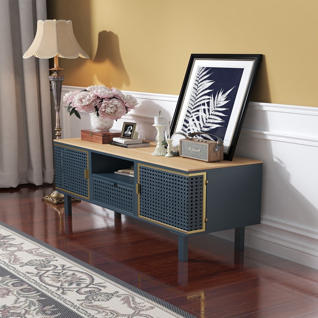 Details about   Living Room TV Cabinet w/ 3 Drawers Solid Reclaimed Wood Media Console Stander 