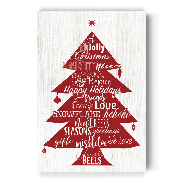 The Holiday Aisle Holly Jolly Christmas Tree Graphic Art Print On Canvas Wayfair