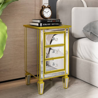 Rosdorf Park Clotilde 3 Drawer Metal Nightstand In Gold Wayfair