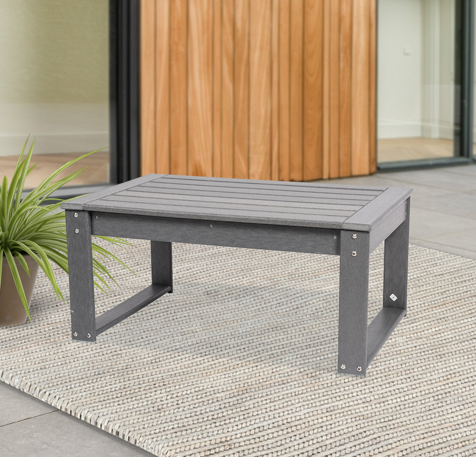 Latitude Run® HDPE Recycled Plastic outdoor Coffee Table, Slate Grey