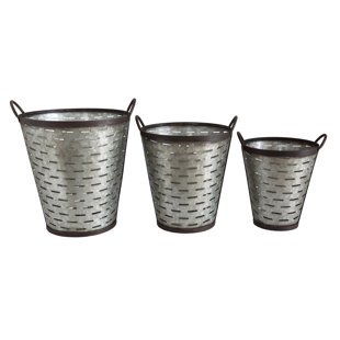 Metal Olive Bucket Wayfair Iron Olive Bucket With Handle Set Of 3