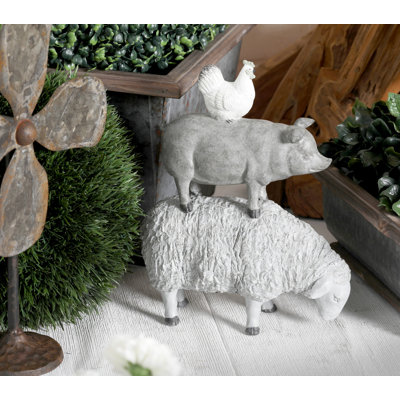 Fieldsboro Farmhouse Stacked Sheep, Pig and Hen Figurine