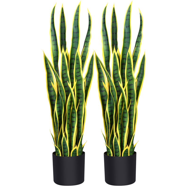 Primrue 2 Piece Artificial Snake Plant In Pot Set Reviews Wayfair