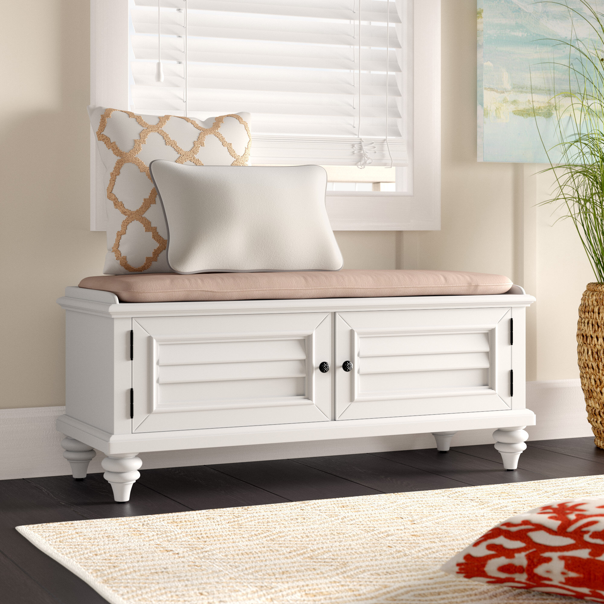 Lark Manor Delacour Solid Wood Storage Bench & Reviews | Wayfair