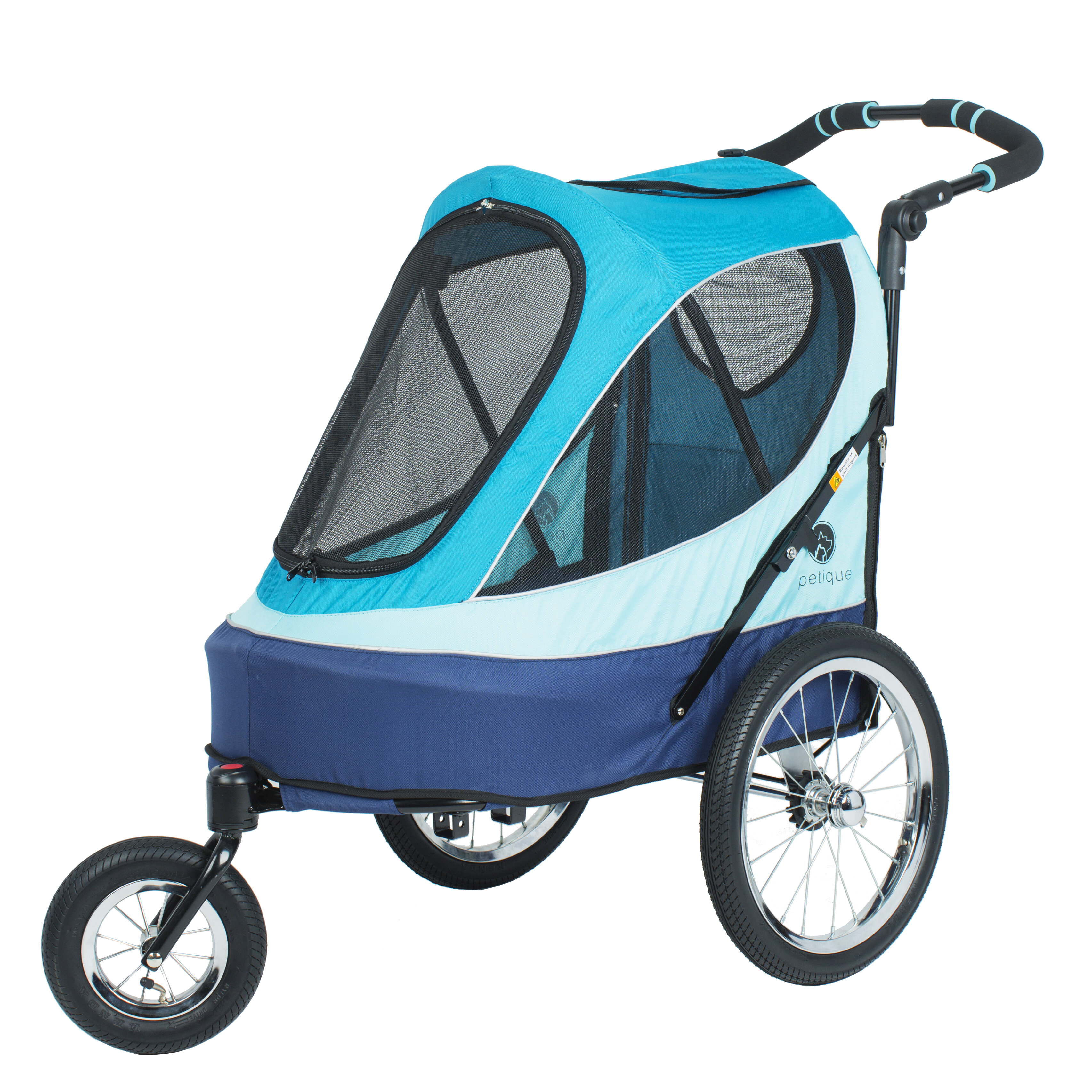 blue jogging stroller