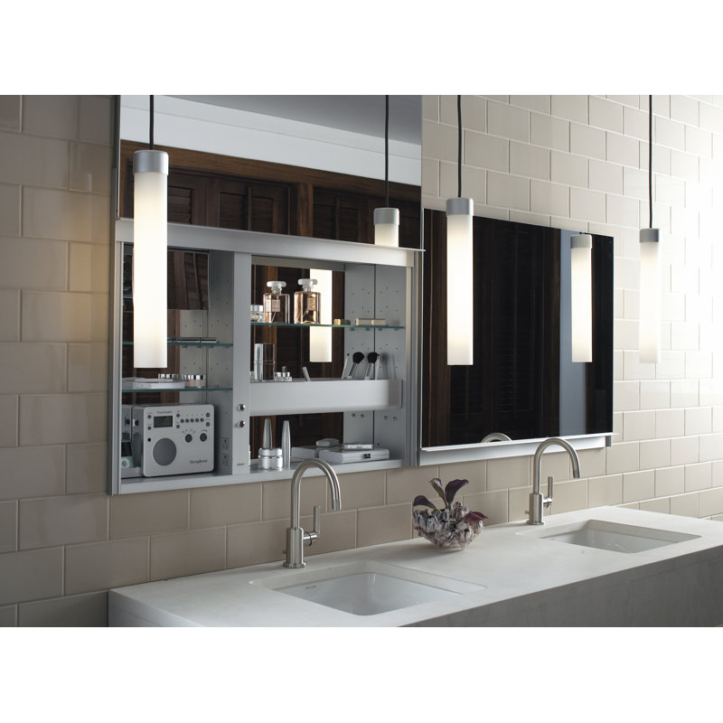 Robern Uplift Series Recessed Or Surface Mount Frameless Medicine Cabinet With 3 Adjustable Shelves And Lighting Wayfair