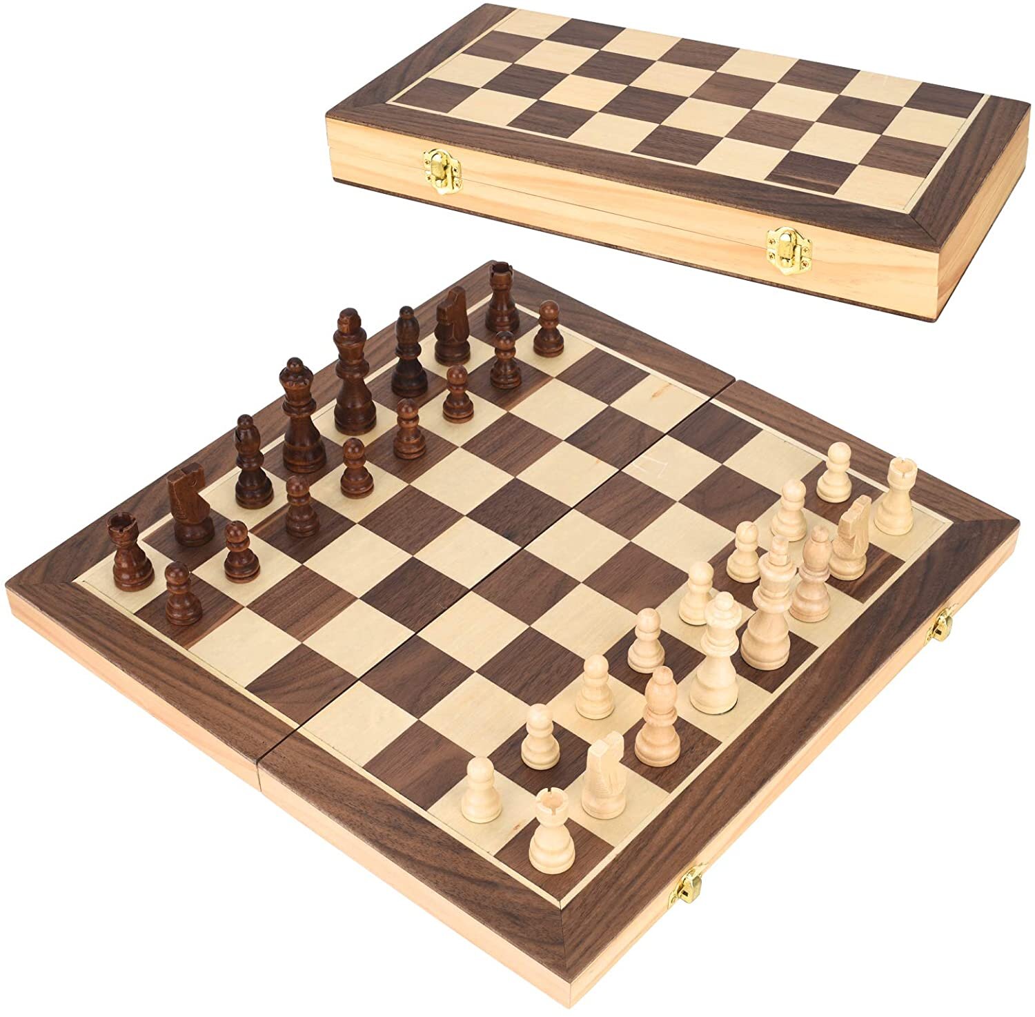 Large Chess Wooden Set Folding Chessboard Magnetic Pieces Wood Board-Toy Game✅ 