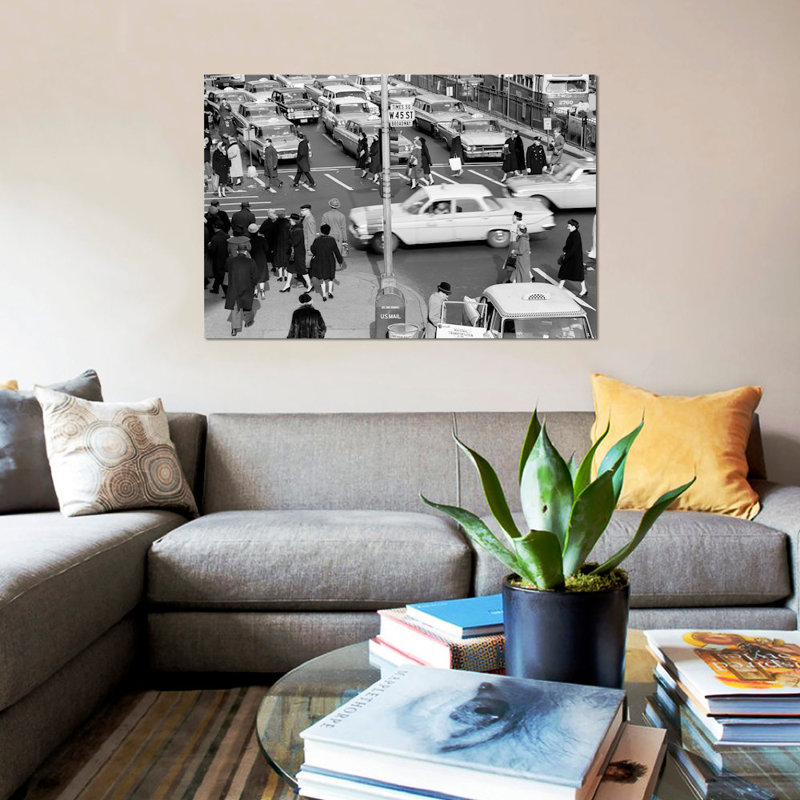 East Urban Home 1960s Busy Intersection Cars Traffic Pedestrians
