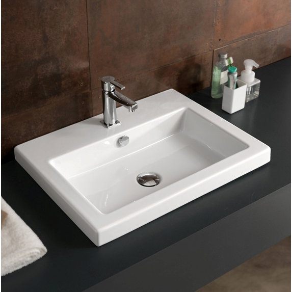 Cangas Ceramic Rectangular Drop-In Bathroom Sink with Overflow ... Cangas Ceramic Rectangular Drop-In Bathroom Sink with Overflow ...