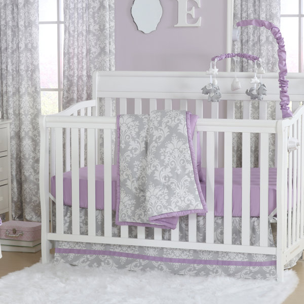 purple elephant crib bedding