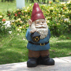 Gnome Holding Lantern Statue