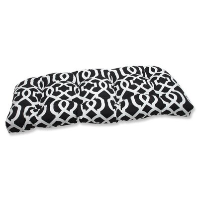 Indoor/Outdoor Loveseat Cushion Charlton Home® Fabric: Black / White