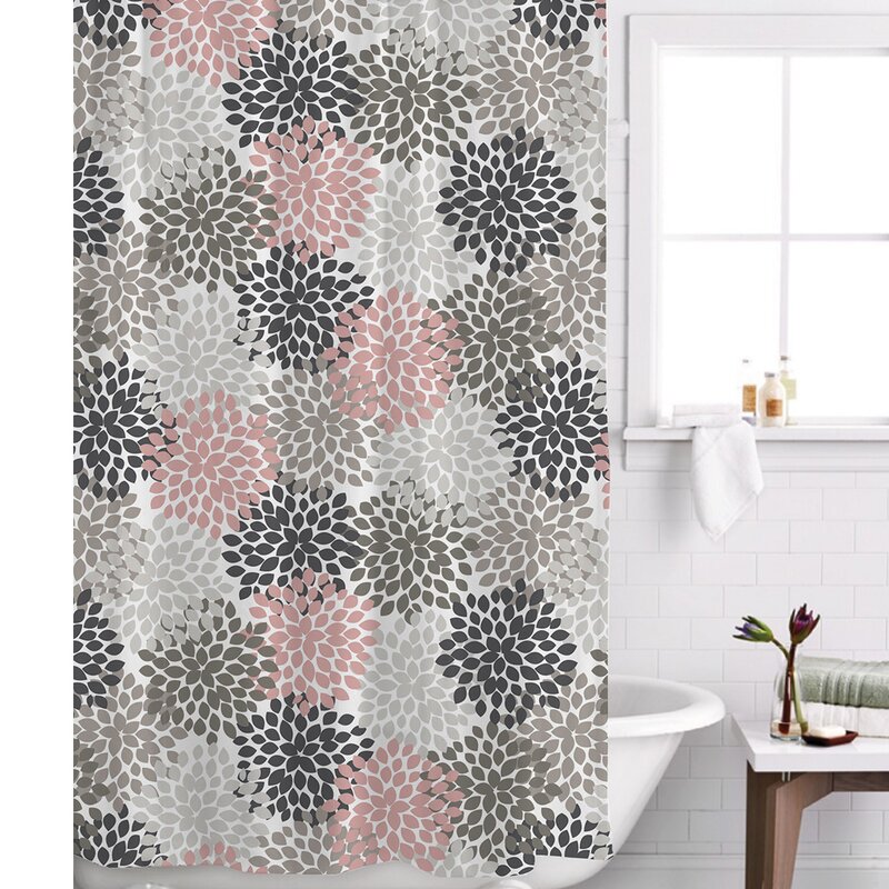 pink and brown shower curtain