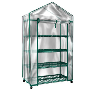 4 Tiers Portable Gardening Greenhouse with Zippered Door for Indoor Outdoor Use Transparent PVC Cover ABCCANOPY Mini Greenhouse 