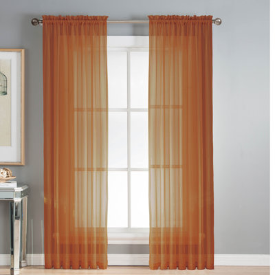 Window Elements Diamond Solid Sheer Rod Pocket Curtain Panels