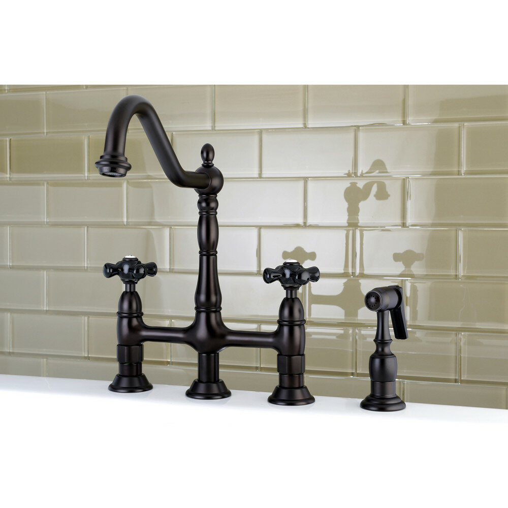 Kingston Brass Duchess Bridge Faucet With Side Sprayer And Reviews Wayfair