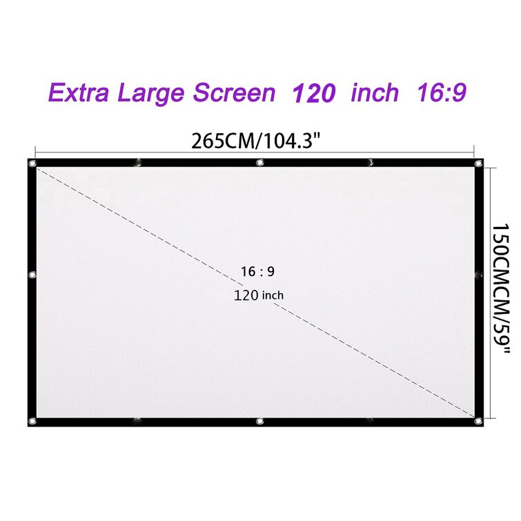 100"/84" HD Projector Screen 16:9 Home Cinema Theater Projection Portable Screen 