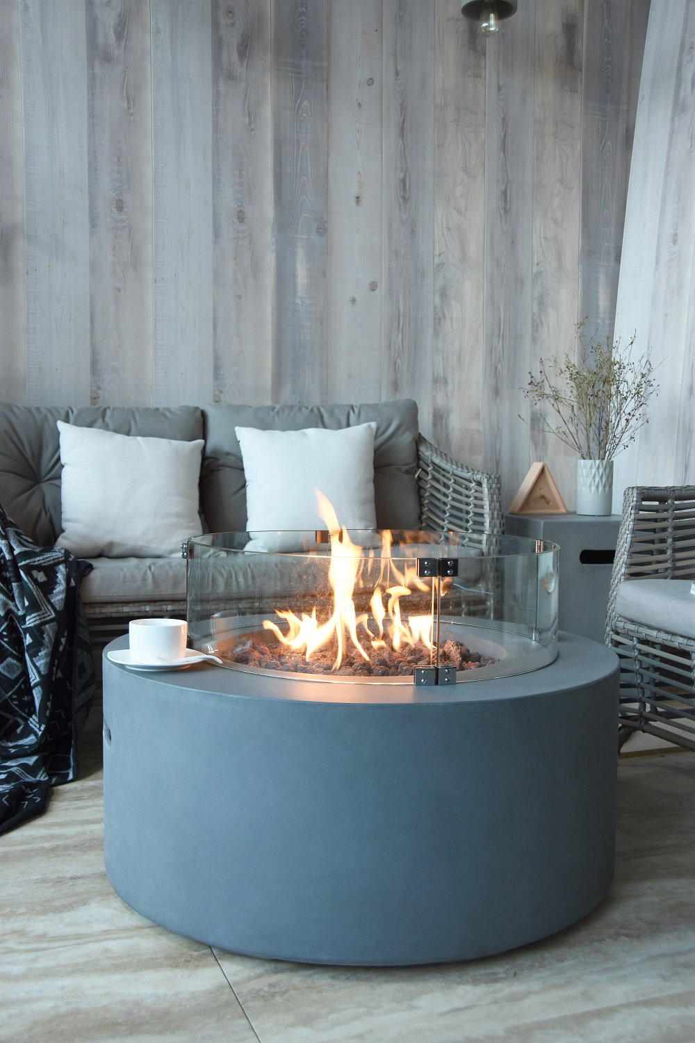 concrete fire pit on Ebern Designs Pinion Concrete Fire Pit Table Reviews Wayfair