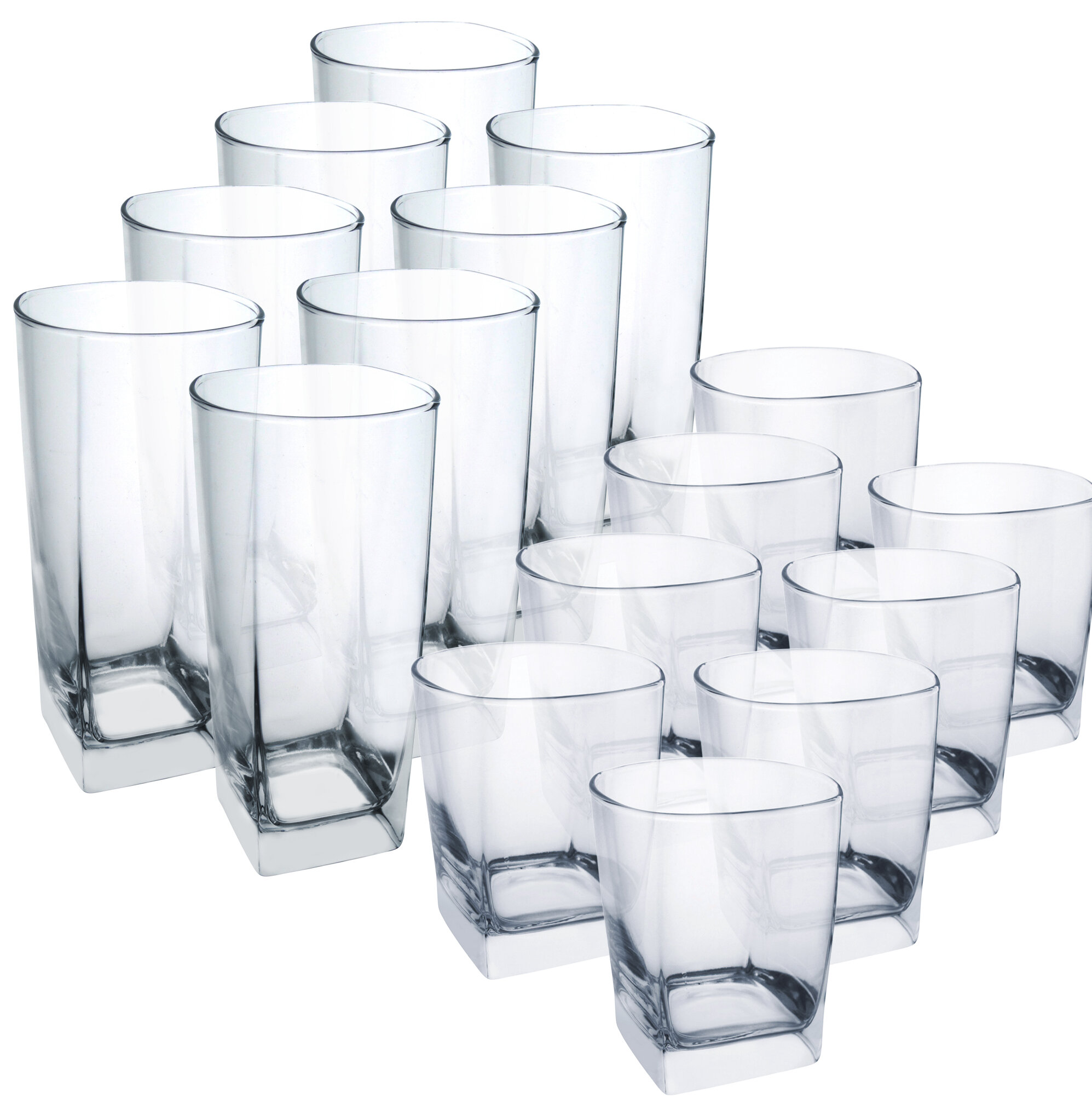 Basics Briercrest 16-Piece Old Fashioned and Coolers Glass Drinkware Set
