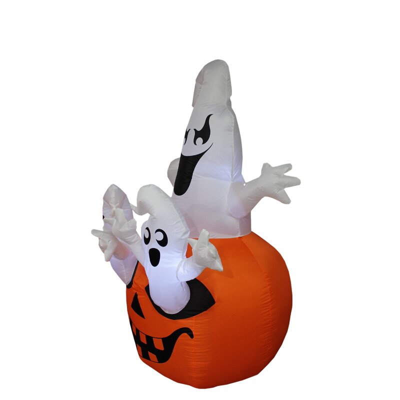 The Holiday Aisle® Halloween Inflatable Pumpkin with Ghost & Reviews ...