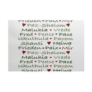 Rugs With Words Wayfair Words Of Peace Word Print White Green Indoor Outdoor Area Rug