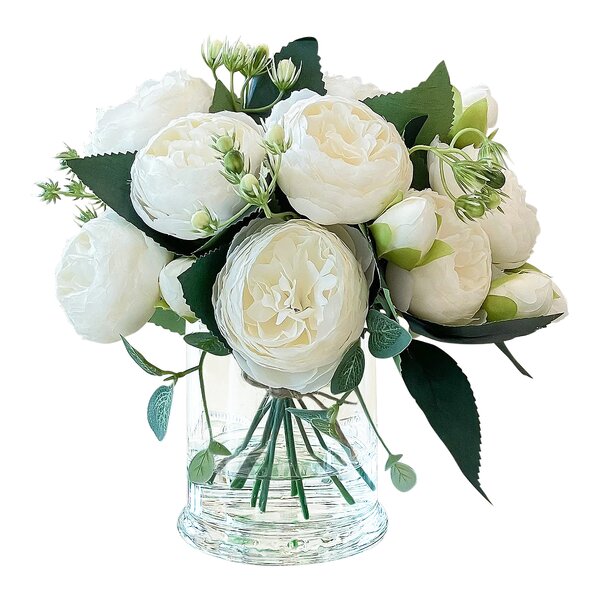 5 White Roses Buds ~ Silk Wedding Wrinkle Look Flowers Bouquets Centerpieces New 