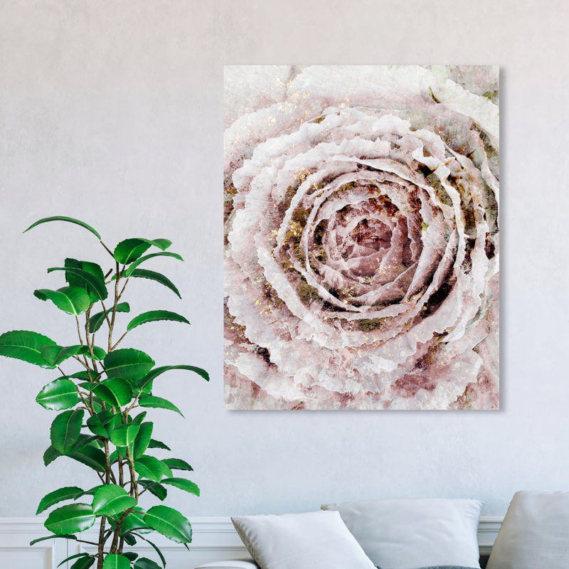 Blush Winter Flower Narrow - Wrapped Canvas Painting Print