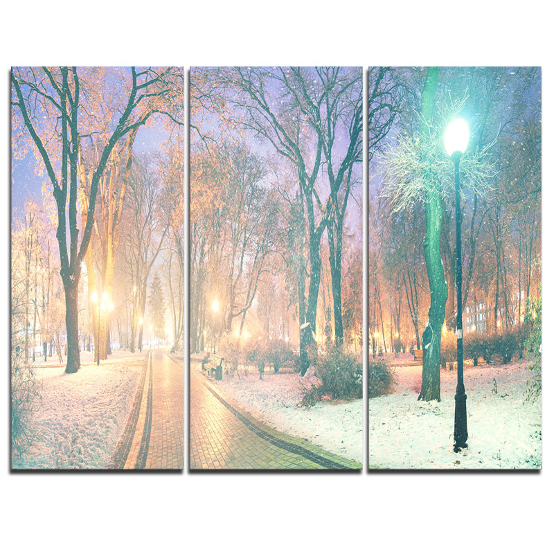 Designart Snowy Path In Mariinsky Garden 3 Piece Graphic Art On