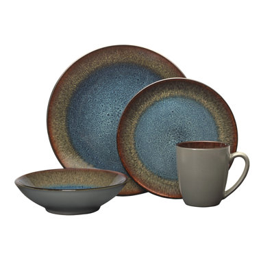 Pfaltzgraff Monroe Blue 16-Piece Stoneware Dinnerware Set, Service for 4