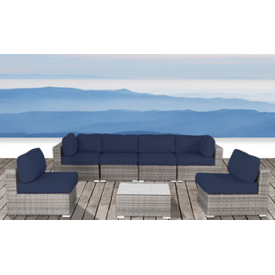 View Vardin 7 Piece Rattan Sectional Set with Cushions