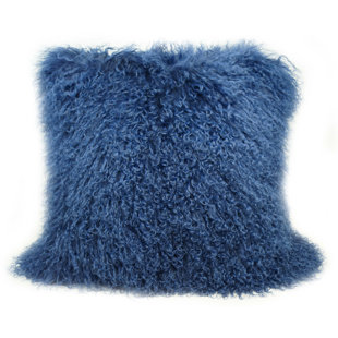 Mongolian Lamb Fur Pillow Blue Wayfair