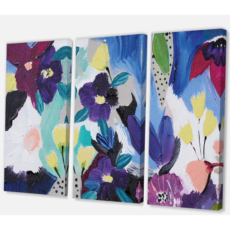 East Urban Home Blue And Purple Flower Composition I Painting