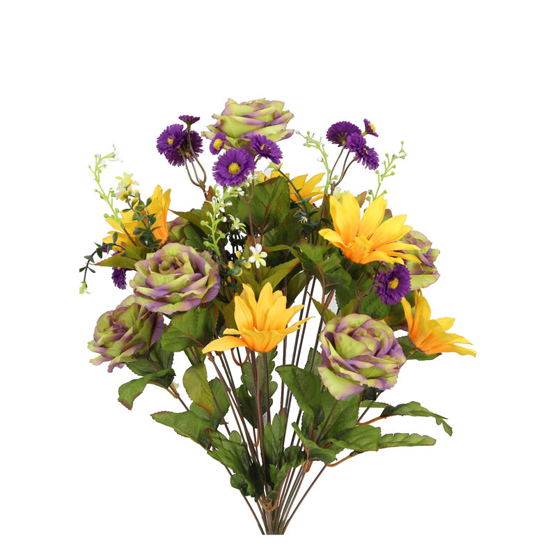 Charlton Home Artificial Large Daisy And Rose Bush Reviews Wayfair