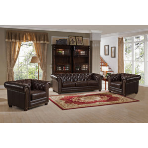 Amax Kensington 3 Piece Leather Living Room Set Amax Kensington 3 Piece Leather Living Room Set
