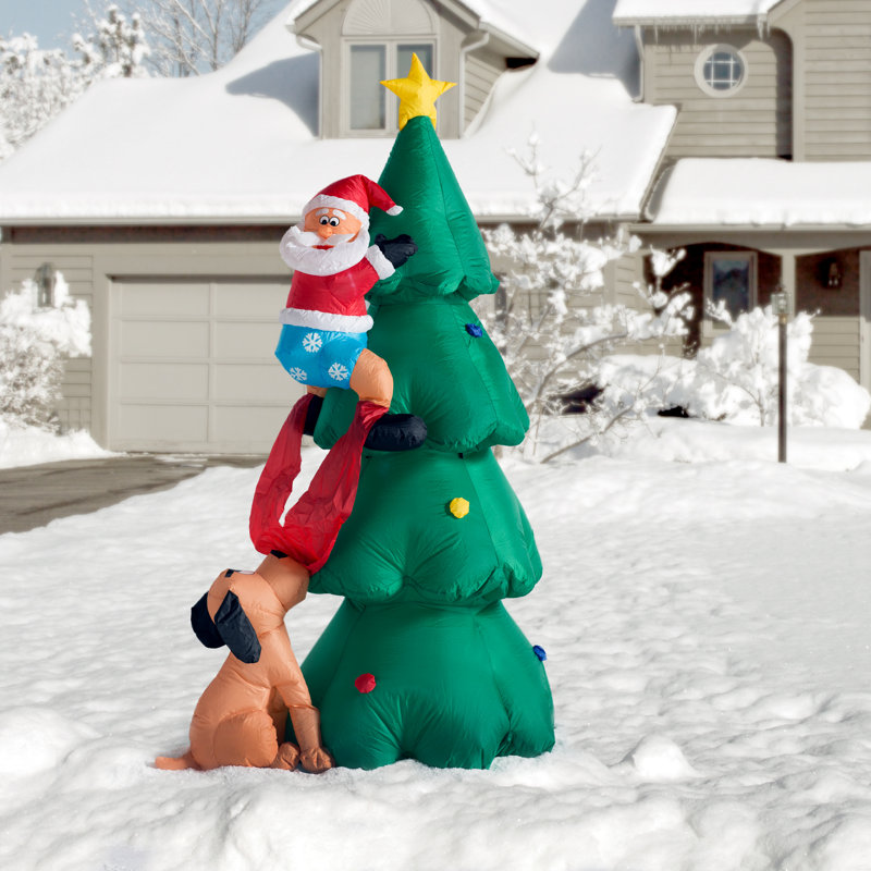 Hashtag Home Decoration De Noel Gonflable Du Pere Noel Grimpant Sur Un Arbre De Noel Et Commentaires Wayfair Ca