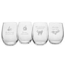 35x10cm Halloween Party Tableware Set of 4 Wine Glasses with Spider Design