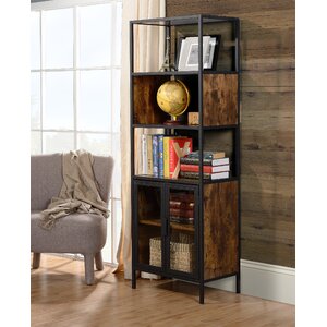 Nena Metal and Wood Display Stand with Glass Door