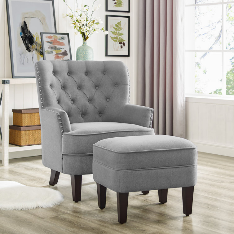 Alcott Hill® Elroy 32'' Wide Tufted Wingback Chair and Ottoman