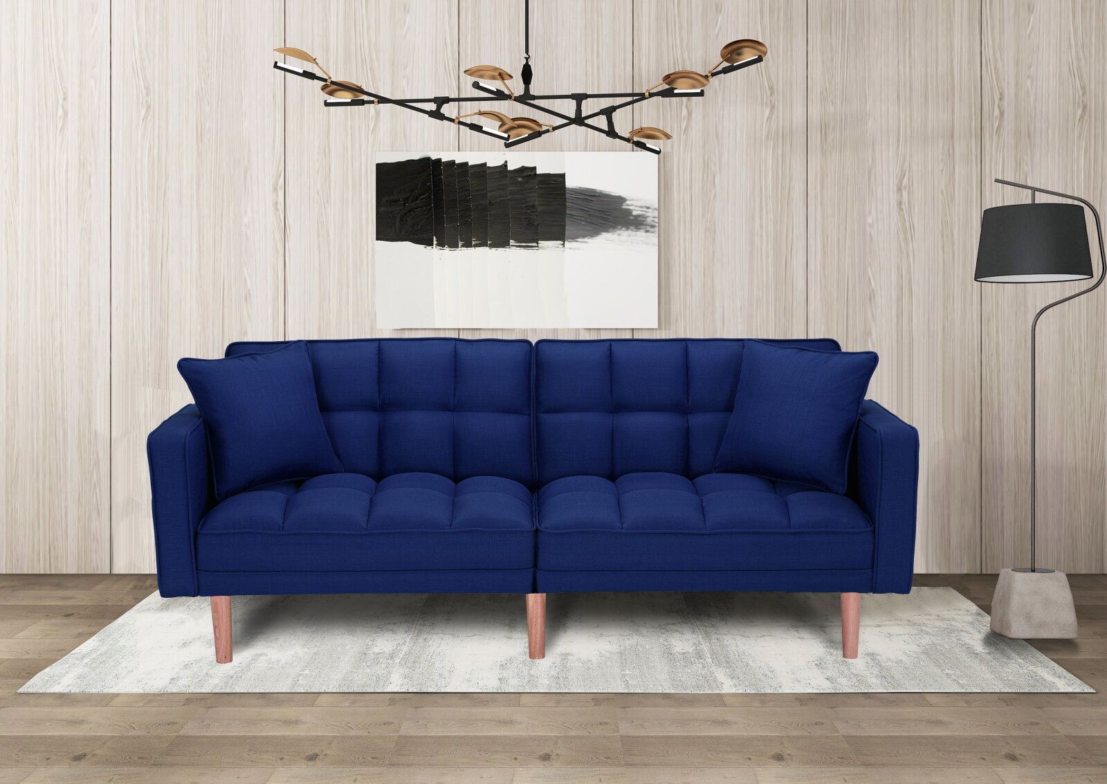 Beverly Furniture F3102 Futon Convertible Sofa Black/White