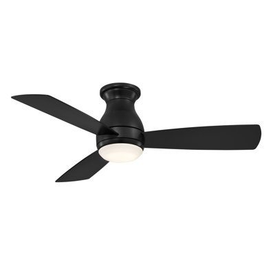 44" Hugh 3 - Blade Outdoor LED Flush Mount Ceiling Fan with Remote Control and Light Kit Included
