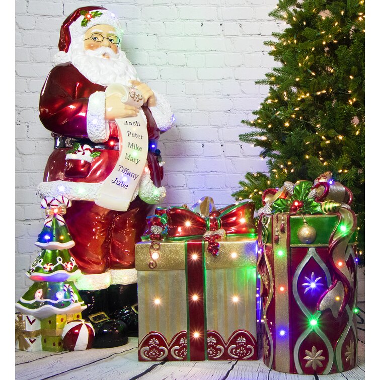 Fraser Hill Farm Indoor/Outdoor Oversized Christmas Decor With Long-Lasting Lights, Santa Claus Holding Naughty & Nice Scroll, Ffrs052-Sc1-Rd | Wayfair