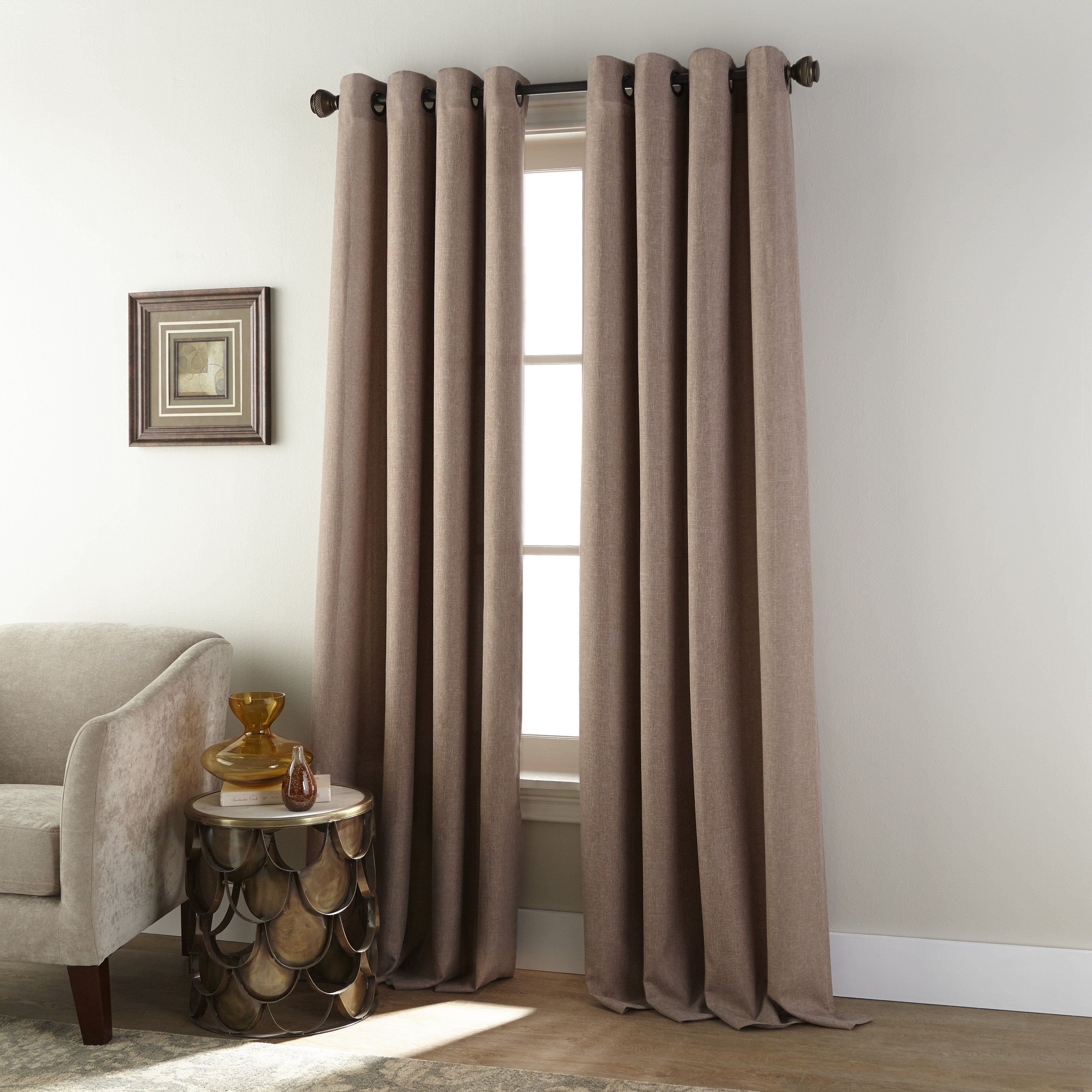 Foxton Solid Color Semi Sheer Grommet Single Curtain Panel