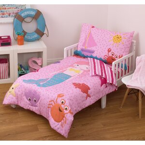 Mermaid 4 Piece Toddler Bedding Set