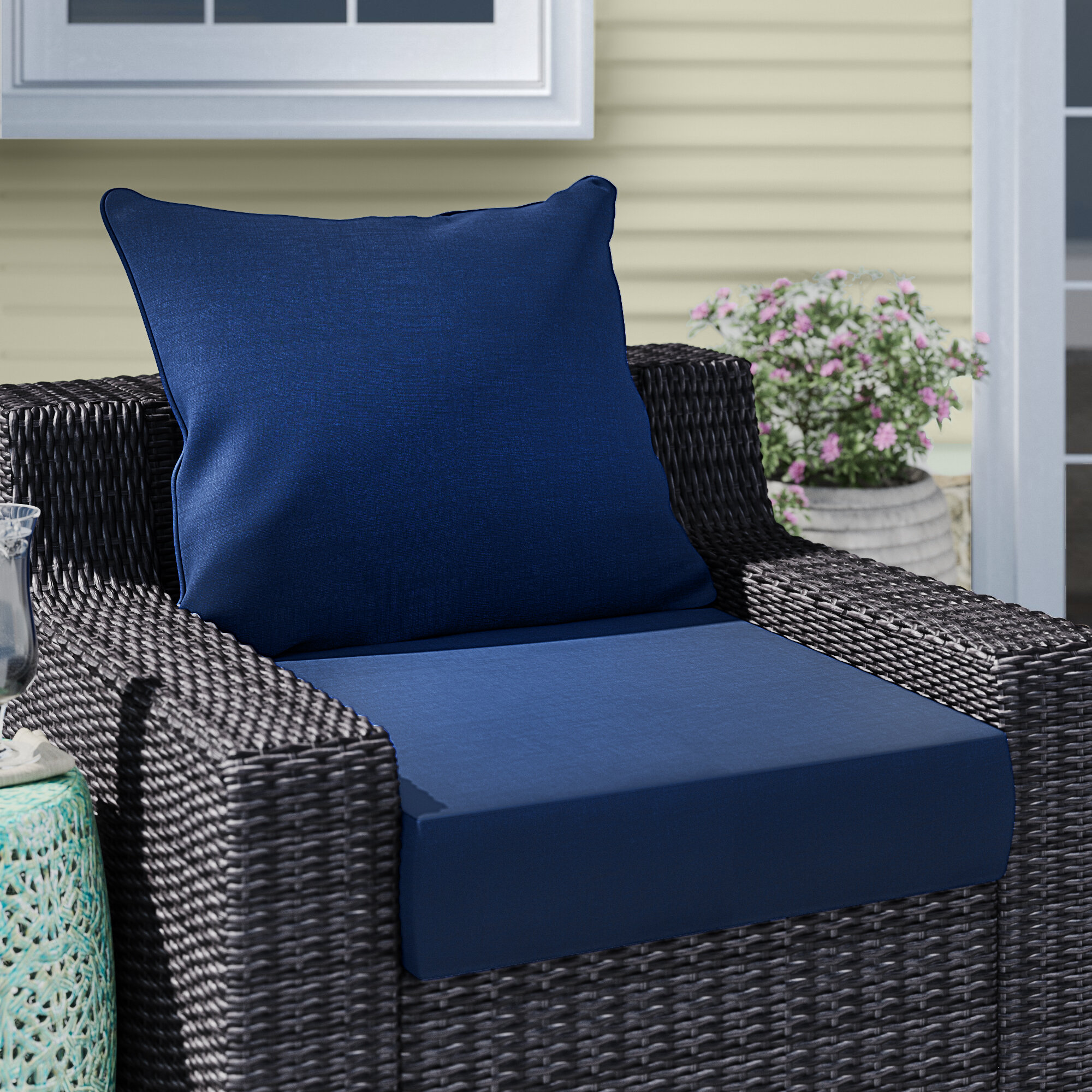 6x Outdoor Seat Cushion High Backrest Garden Furniture Chair Water-repellent 