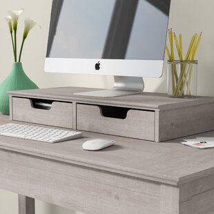 white monitor stand with drawer