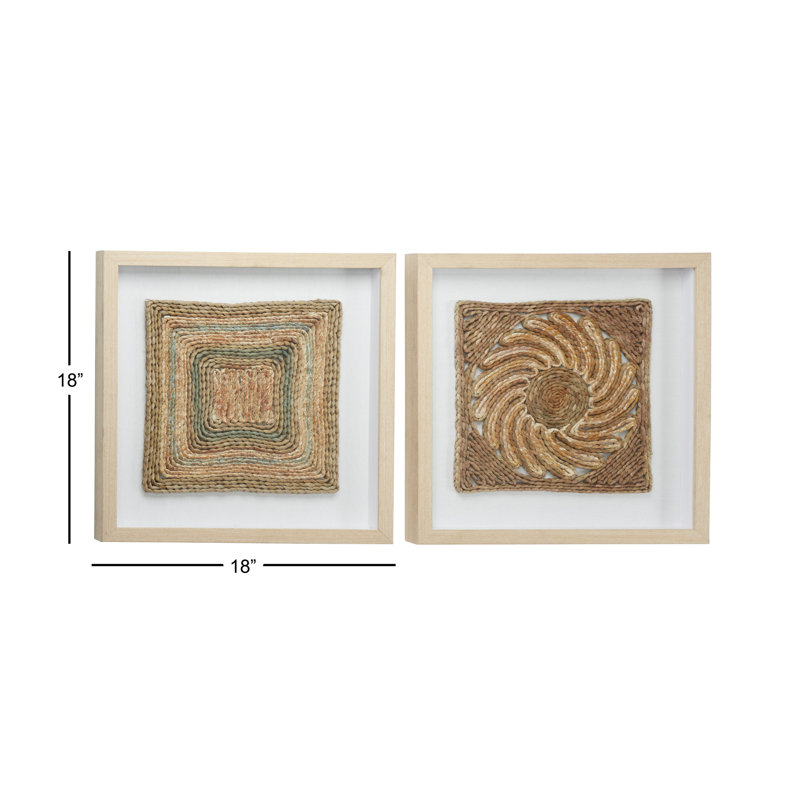 Bungalow Rose 2 Piece Square Shadow Boxes With Rope Abstract Wall