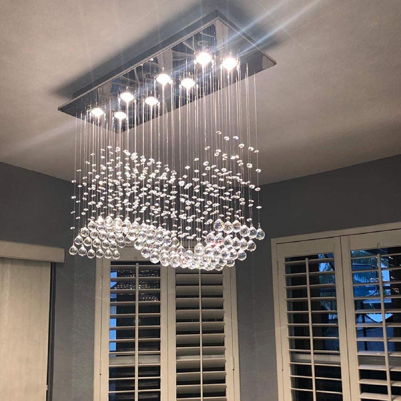 New Modern K9 Crystal Wavy Chandelier Pendant Light Ceiling lamp LED Lighting