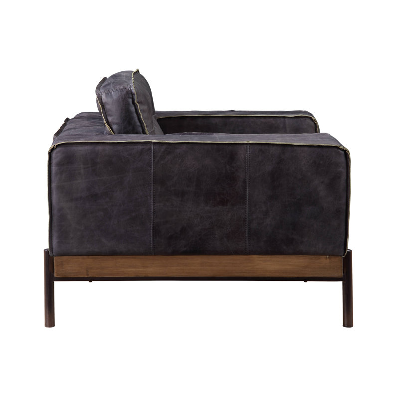 17 Stories Alldredge 43 W Tufted Top Grain Leather Club Chair Wayfair
