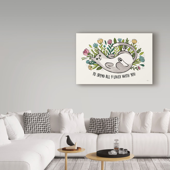 East Urban Home Purrfect Garden I Graphic Art Print On Wrapped